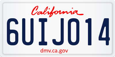 CA license plate 6UIJ014