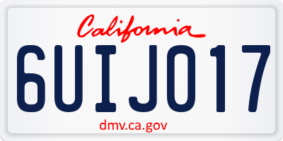 CA license plate 6UIJ017