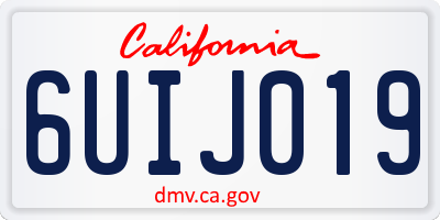 CA license plate 6UIJ019