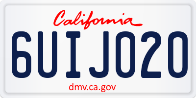 CA license plate 6UIJ020