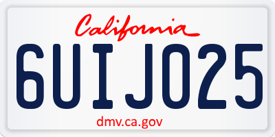 CA license plate 6UIJ025
