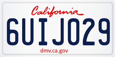 CA license plate 6UIJ029