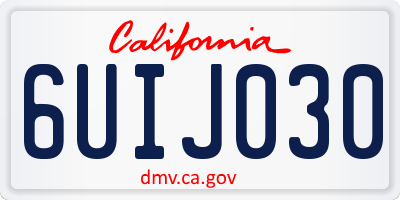 CA license plate 6UIJ030