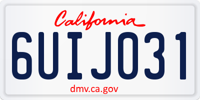 CA license plate 6UIJ031