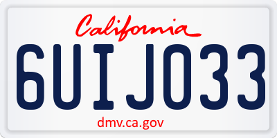 CA license plate 6UIJ033