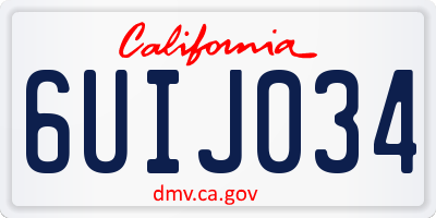 CA license plate 6UIJ034