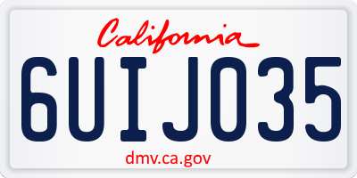 CA license plate 6UIJ035