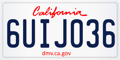 CA license plate 6UIJ036