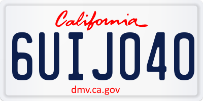 CA license plate 6UIJ040