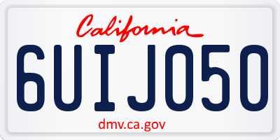 CA license plate 6UIJ050