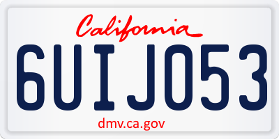 CA license plate 6UIJ053