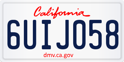 CA license plate 6UIJ058