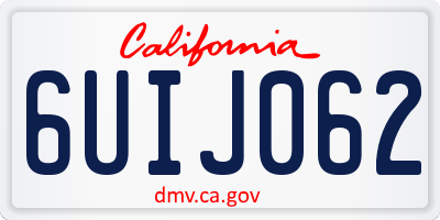 CA license plate 6UIJ062