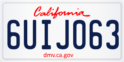 CA license plate 6UIJ063