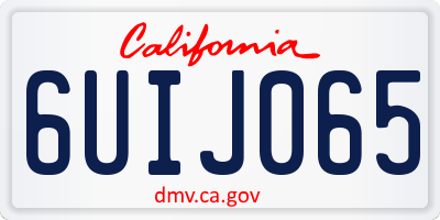 CA license plate 6UIJ065