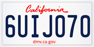 CA license plate 6UIJ070