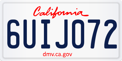 CA license plate 6UIJ072