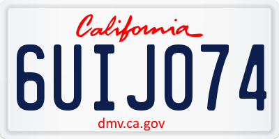 CA license plate 6UIJ074
