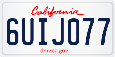 CA license plate 6UIJ077