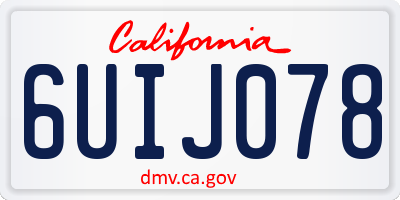CA license plate 6UIJ078