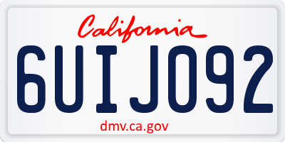 CA license plate 6UIJ092