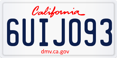 CA license plate 6UIJ093
