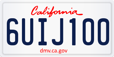 CA license plate 6UIJ100