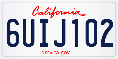CA license plate 6UIJ102