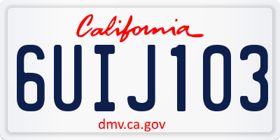 CA license plate 6UIJ103