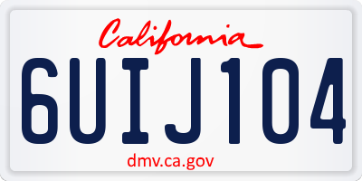 CA license plate 6UIJ104
