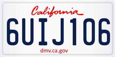 CA license plate 6UIJ106