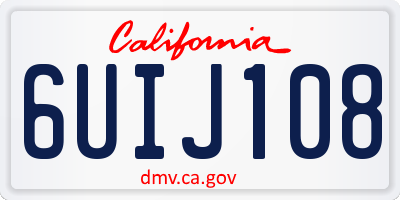CA license plate 6UIJ108