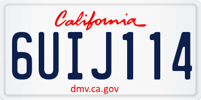 CA license plate 6UIJ114