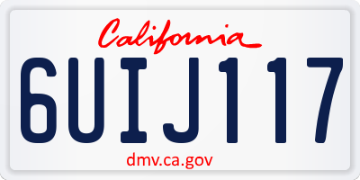 CA license plate 6UIJ117