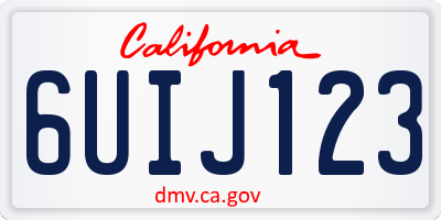 CA license plate 6UIJ123