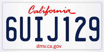 CA license plate 6UIJ129