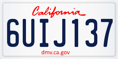 CA license plate 6UIJ137