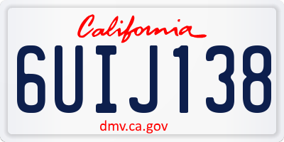 CA license plate 6UIJ138