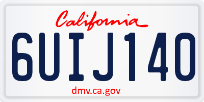 CA license plate 6UIJ140