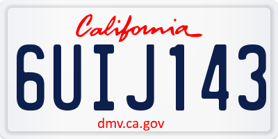 CA license plate 6UIJ143