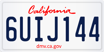 CA license plate 6UIJ144