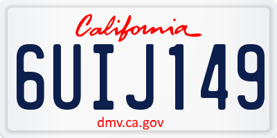 CA license plate 6UIJ149