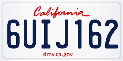 CA license plate 6UIJ162