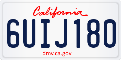 CA license plate 6UIJ180