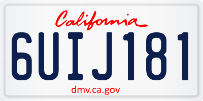 CA license plate 6UIJ181