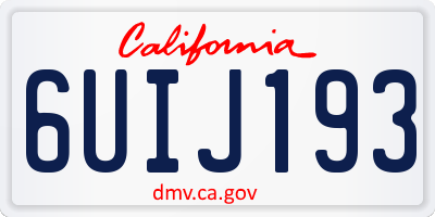 CA license plate 6UIJ193