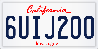 CA license plate 6UIJ200