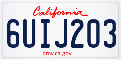 CA license plate 6UIJ203