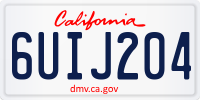 CA license plate 6UIJ204