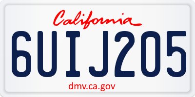 CA license plate 6UIJ205